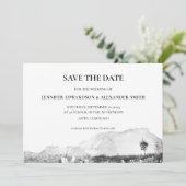 Rustikaler Wasserfarbenberg Save the Date Einladung (Stehend Vorderseite)