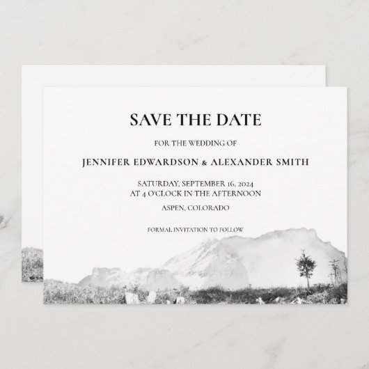 Rustikaler Wasserfarbenberg Save the Date Einladung (Vorne/Hinten)