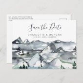 Rustikaler Wasserfarbenberg Save the Date Postkarte (Vorne/Hinten)