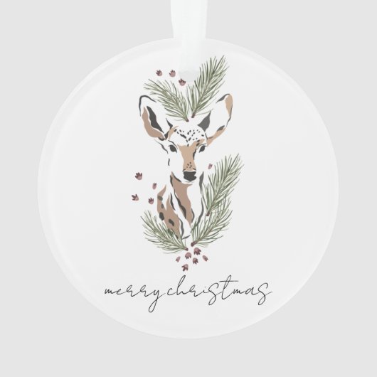 Rustikaler Wasserfarbenfroh Hirschweihnachtskuchen Ornament (Rückseite)