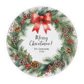 Rustikaler Wasserfarbenfroh Weihnachten Schneidebrett (Vorderseite)