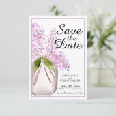 Rustikaler Wasserfarbenfrost Jar von Lilac-Blume H Save The Date (Stehend Vorderseite)