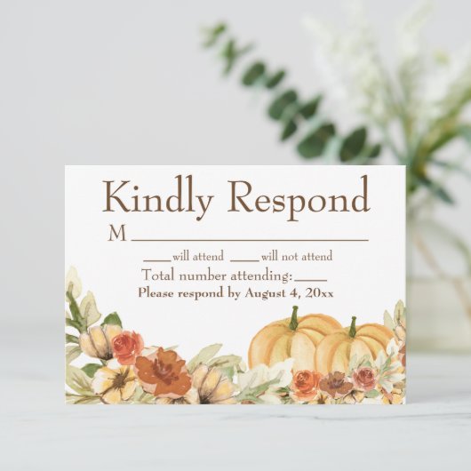 Rustikaler Wasserfarbenkürbis Dankeskarte (Stehend Vorderseite)