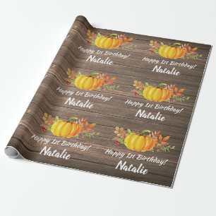 Rustikaler Wasserfarbenkürbis Herbst Geburtstag Geschenkpapier