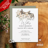 Rustikaler Wasserfarbensattel und Wildblumen Einladung