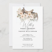 Rustikaler Wasserfarbensattel und Wildblumen Einladung (Vorderseite)