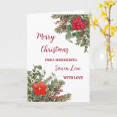 Rustikaler Wasserfarbenson im Gesetz Frohe Weihnac Karte (Gelbe Blume)