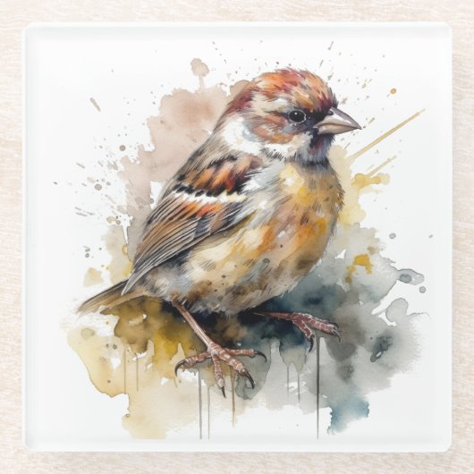 Rustikaler Wasserfarbenspark Glasuntersetzer (Vorderseite)