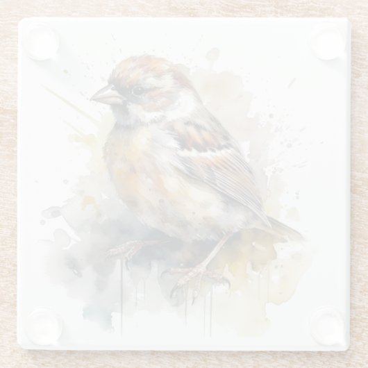 Rustikaler Wasserfarbenspark Glasuntersetzer (Rückseite)