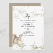 Rustikaler Wasserfarbenwald Bridesmaids Luncheon Einladung (Vorne/Hinten)