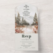 Rustikaler Wasserfarbenwald Winter All In One Einladung (Innen Boden)