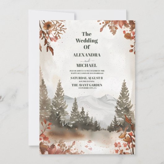 Rustikaler Wasserfarbenwald Winter Einladung (Vorderseite)