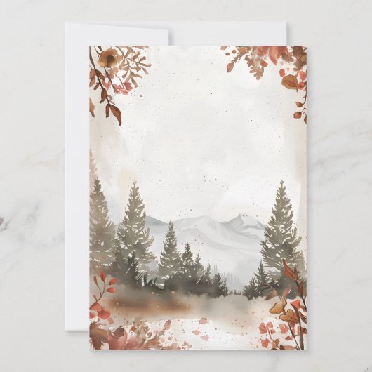 Rustikaler Wasserfarbenwald Winter Einladung (Rückseite)