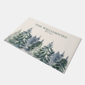 Rustikaler Wasserwald Familienname Weihnachten Fußmatte (Schrägansicht)