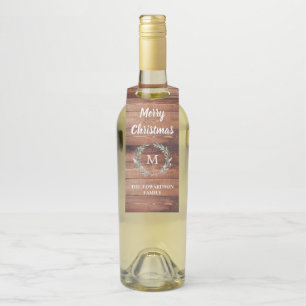 Rustikaler Watercolor verlässt hölzerne frohe Flaschenanhänger