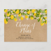 Rustikaler Wechsel des Planungs-Lemons-Brautparty Ankündigungspostkarte (Vorderseite)