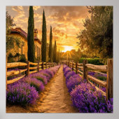 Rustikaler Weg mit Lavendel Fields Sunset Poster (Vorne)