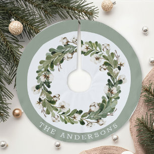 Rustikaler Weihnachts-Baumwollkranz Familienname Polyester Weihnachtsbaumdecke