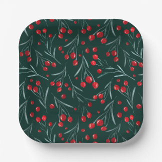Rustikaler Weihnachts-Beeren-Papierteller – Weihna Pappteller