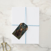 Rustikaler Weihnachts-Elch-Boho-Wald Geschenkanhänger (Mit Garn)
