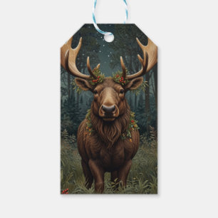 Rustikaler Weihnachts-Elch-Boho-Wald Geschenkanhänger