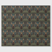Rustikaler Weihnachts-Elch-Hirsch-Boho-Wald  Geschenkpapier (Flach)