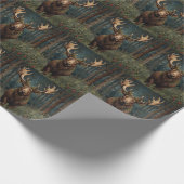 Rustikaler Weihnachts-Elch-Hirsch-Boho-Wald  Geschenkpapier (Ecke)