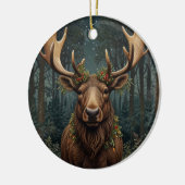Rustikaler Weihnachts-Elch Hirsch Boho-Wald Keramik Ornament (Links)