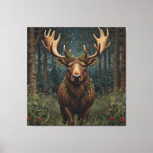 Rustikaler Weihnachts-Elch Hirsch Boho-Wald  Leinwanddruck (Vorderseite)