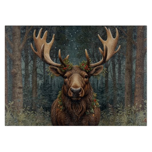Rustikaler Weihnachts-Elch Hirsch Boho-Wald Schneidebrett (Vorderseite)