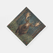Rustikaler Weihnachts-Elch-Hirsch-Boho-Wald Serviette (Ecke)