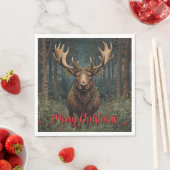Rustikaler Weihnachts-Elch Hirsch Boho-Wald Serviette (Beispiel)