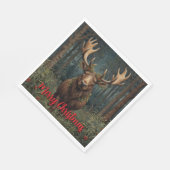 Rustikaler Weihnachts-Elch Hirsch Boho-Wald Serviette (Ecke)