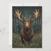 Rustikaler Weihnachts-Elch Hirsch Boho-Waldlandsch Einladung (Rückseite)