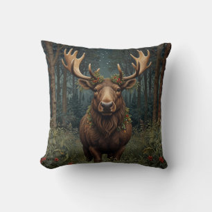 Rustikaler Weihnachts-Elch Hirsch Boho-Waldlandsch Kissen