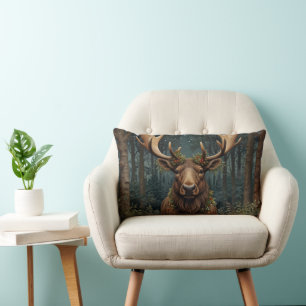 Rustikaler Weihnachts-Elch Hirsch Boho-Waldlandsch Lendenkissen