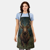 Rustikaler Weihnachts-Elch Hirsch Boho-Waldlandsch Schürze (Getragen)