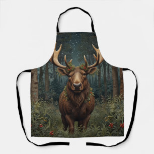 Rustikaler Weihnachts-Elch Hirsch Boho-Waldlandsch Schürze