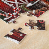Rustikaler Weihnachts-Hochlandkuh Puzzle (Seite)