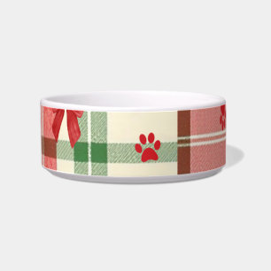 Rustikaler Weihnachts-Hunde-Schüssel – Rot, Grün & Napf
