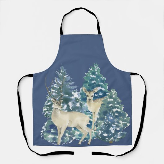 Rustikaler Weihnachts-Schneewald-Hirsch-Dekor für Schürze (Vorderseite)