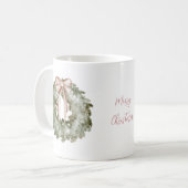 Rustikaler Weihnachts-Wasserfarbenkranz und -Bogen Kaffeetasse (Vorderseite Links)