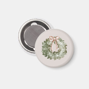 Rustikaler Weihnachts-Wasserfarbenkranz und -Bogen Magnet