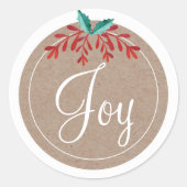 Rustikaler Weihnachtsaufkleber - Freude Runder Aufkleber (Vorderseite)