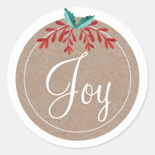 Rustikaler Weihnachtsaufkleber - Freude Runder Aufkleber (Vorderseite)