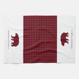 Rustikaler Weihnachtsbär Kariert Familienname Geschirrtuch