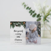 Rustikaler Weihnachtsbaum auf Holz-Foto Feiertagspostkarte (Stehend Vorderseite)