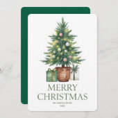 Rustikaler Weihnachtsbaum außerhalb des Fotos Einladung (Vorne/Hinten)