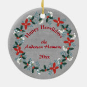 Rustikaler Weihnachtsbaum Beagle Hund Antlers Grün Keramik Ornament (Hinten)