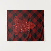 Rustikaler Weihnachtsbaum Buffalo Kariert Dark Red Wandteppich (Vorderseite (Horizontal))